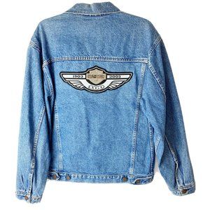 Vintage Mens Denim Jacket Size Large Harley Patch